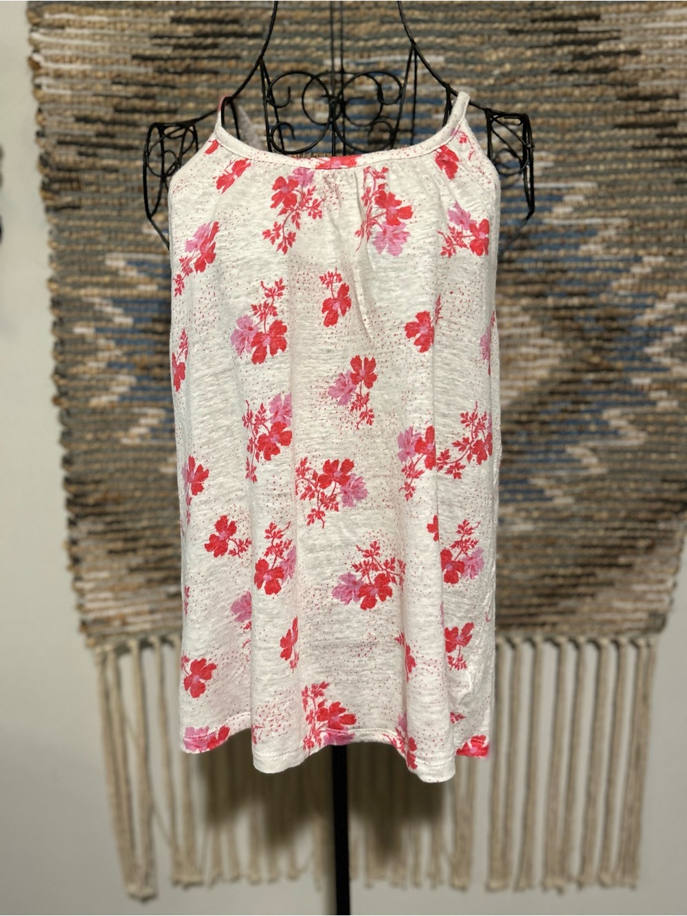 Joie Women's Floral Print Tank Top with Pink Accents